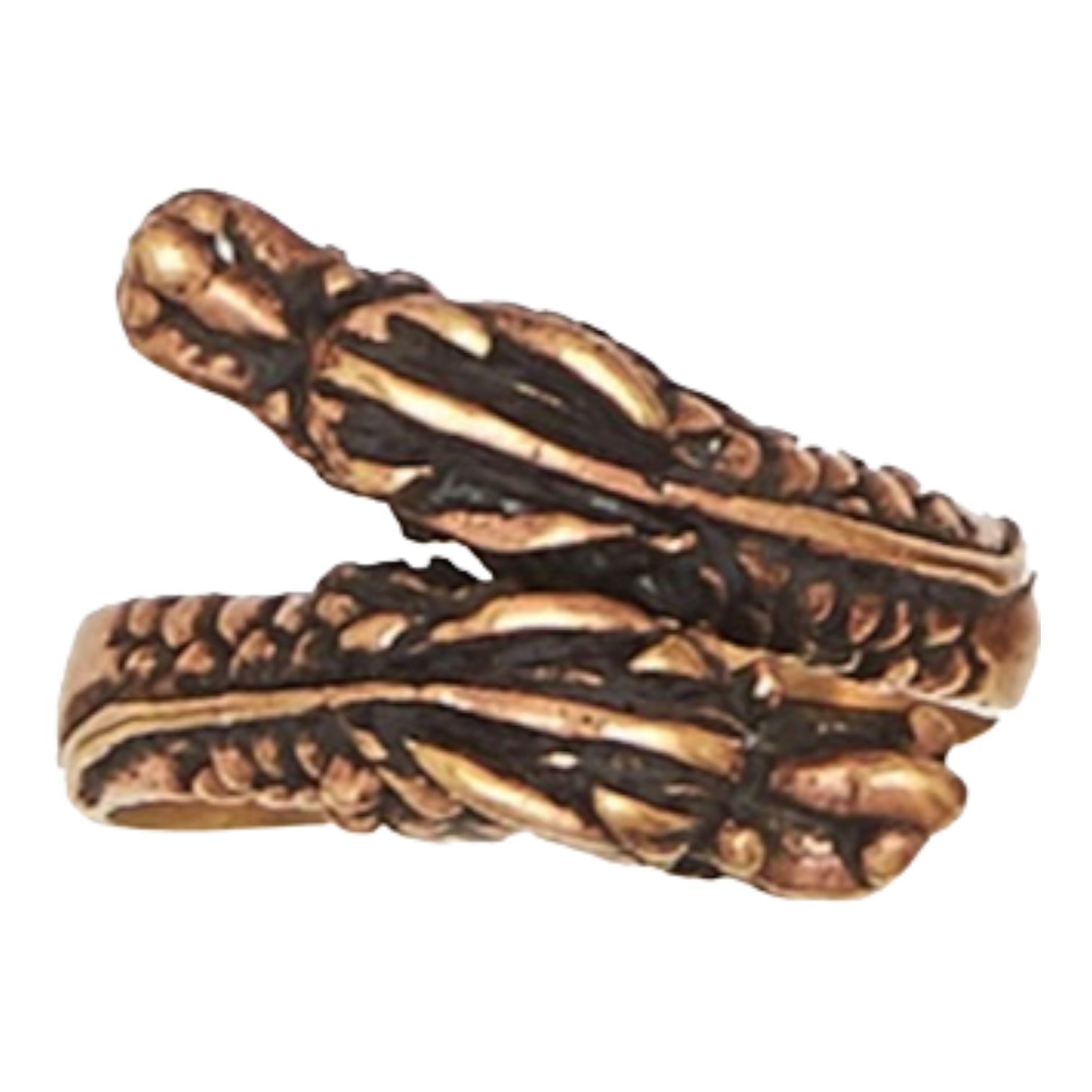 Double Dragon Head Bronze Ring Aaron's Alley