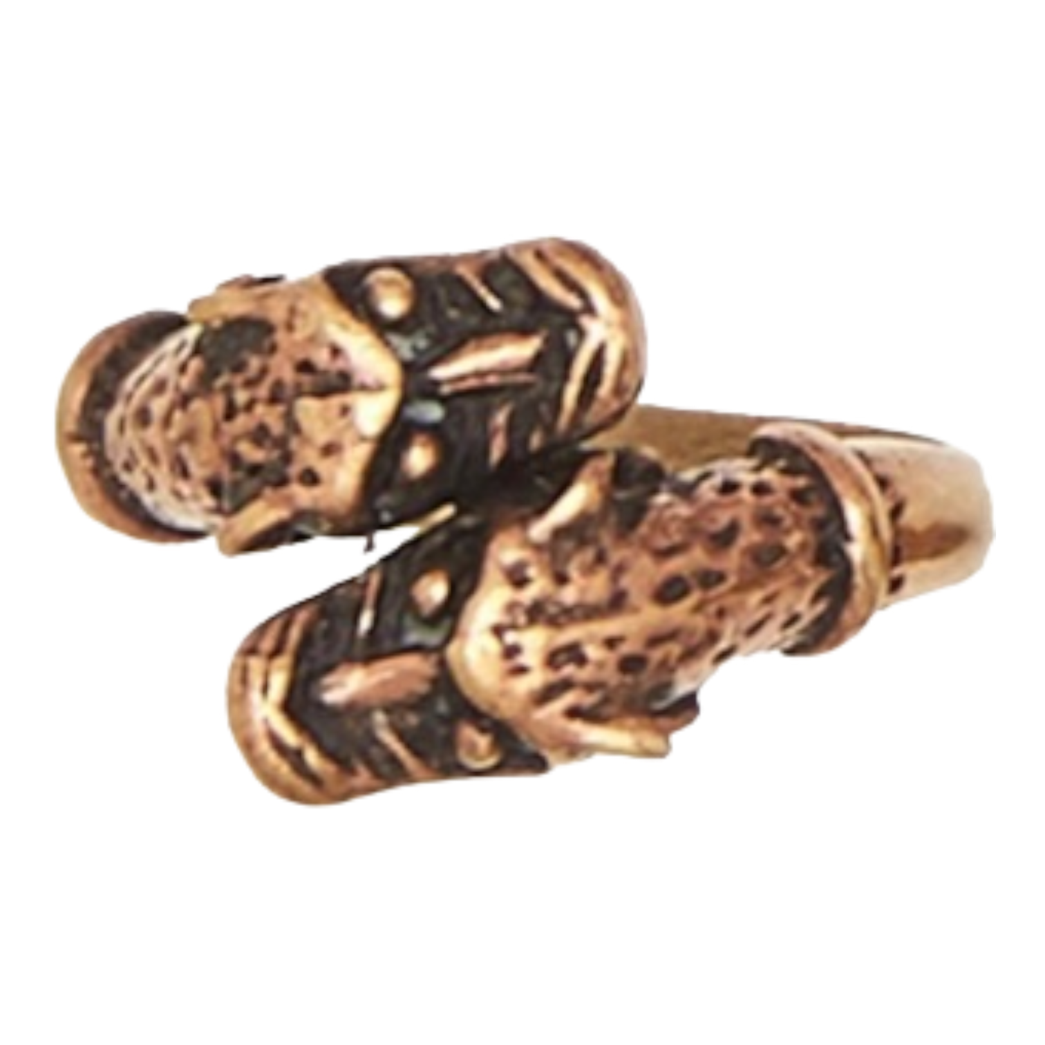 Chinese Double Dragon Head Bronze Ring Aaron's Alley