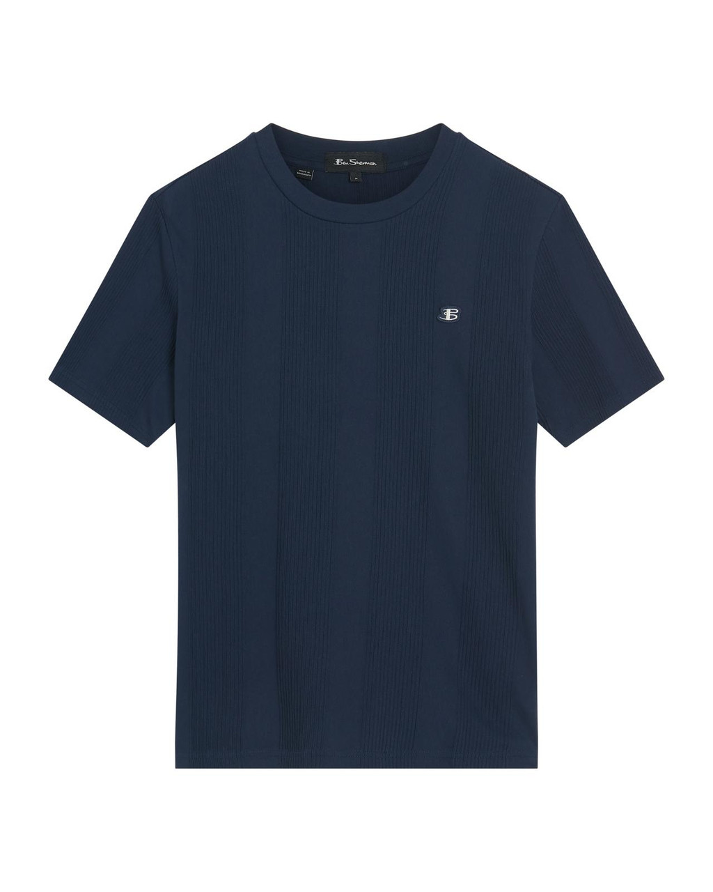 Textured Vertical Stripe Tee in Dark Navy
