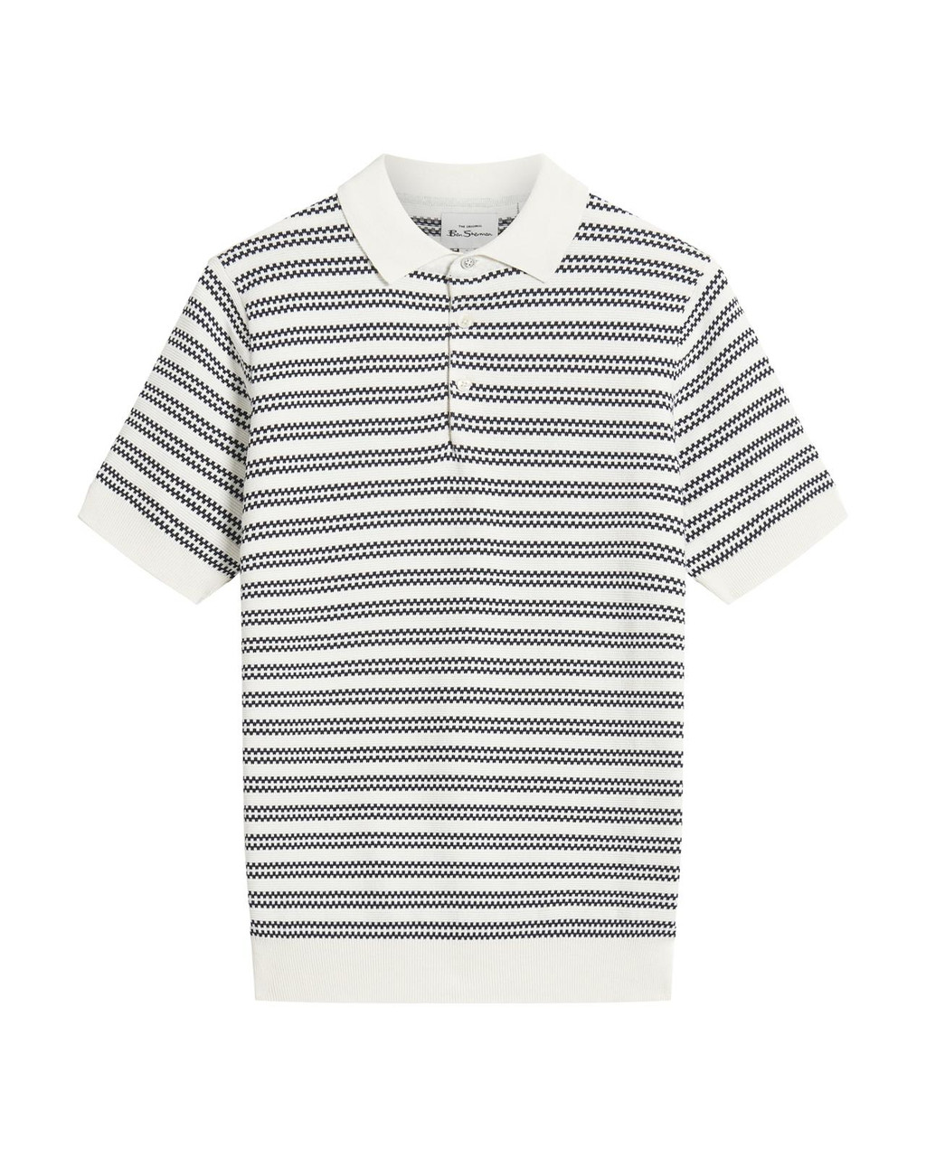 Jacquard Stripe Knitted Polo in Ivory