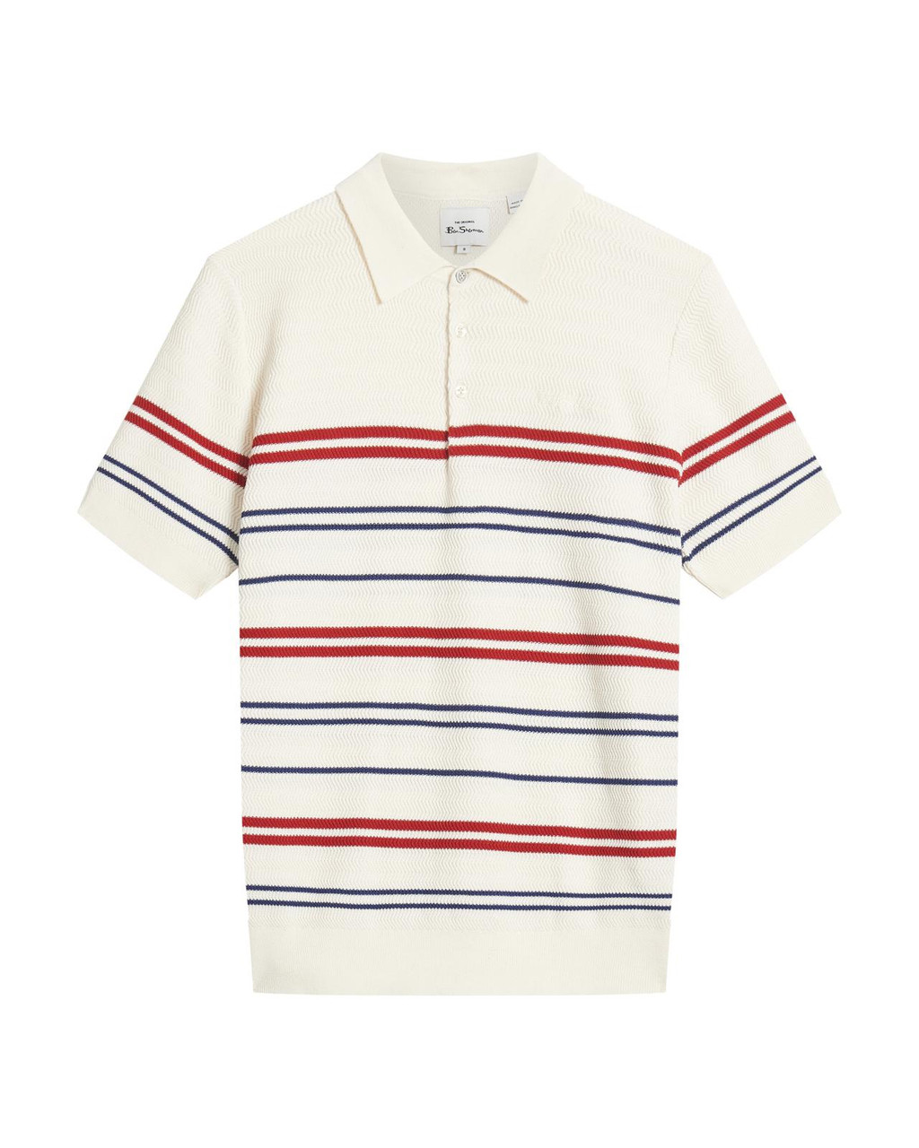 Herringbone Stripe Knitted Polo in Ivory