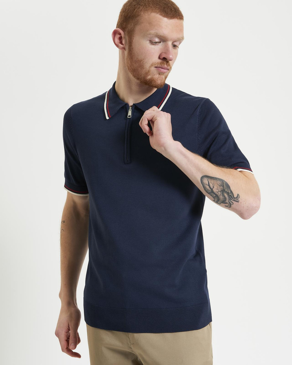 Signature Knitted Polo in Dark Navy
