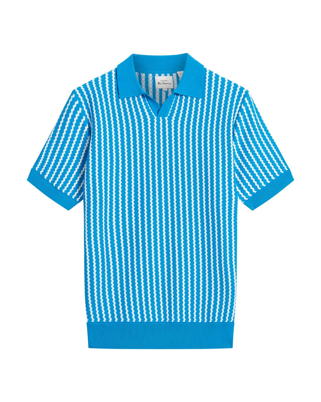 Vertical Wave Knitted Polo in Kingfisher