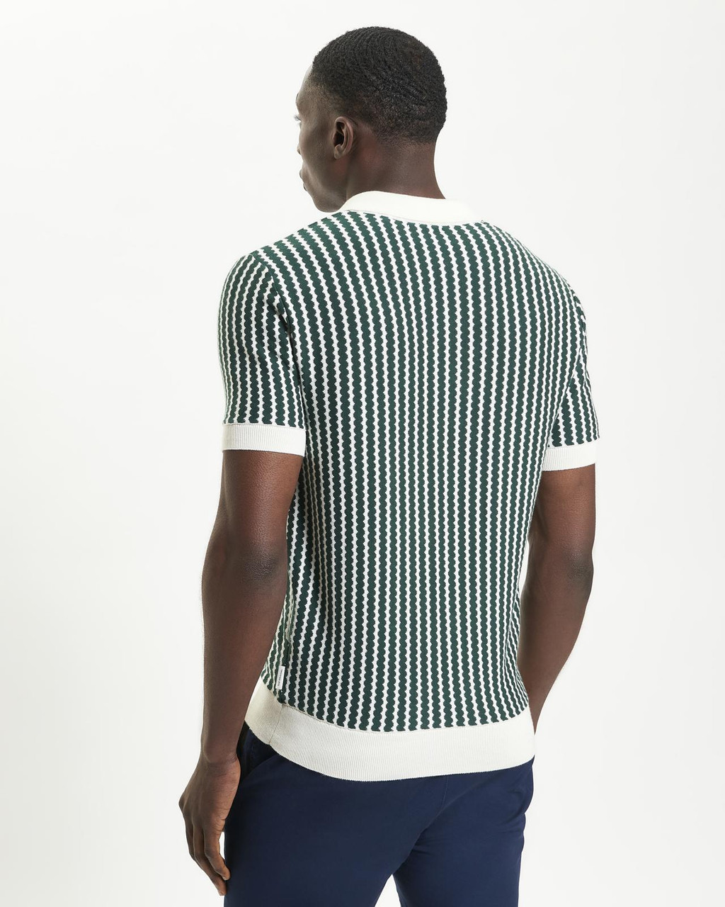 Vertical Wave Knitted Polo in Snow White