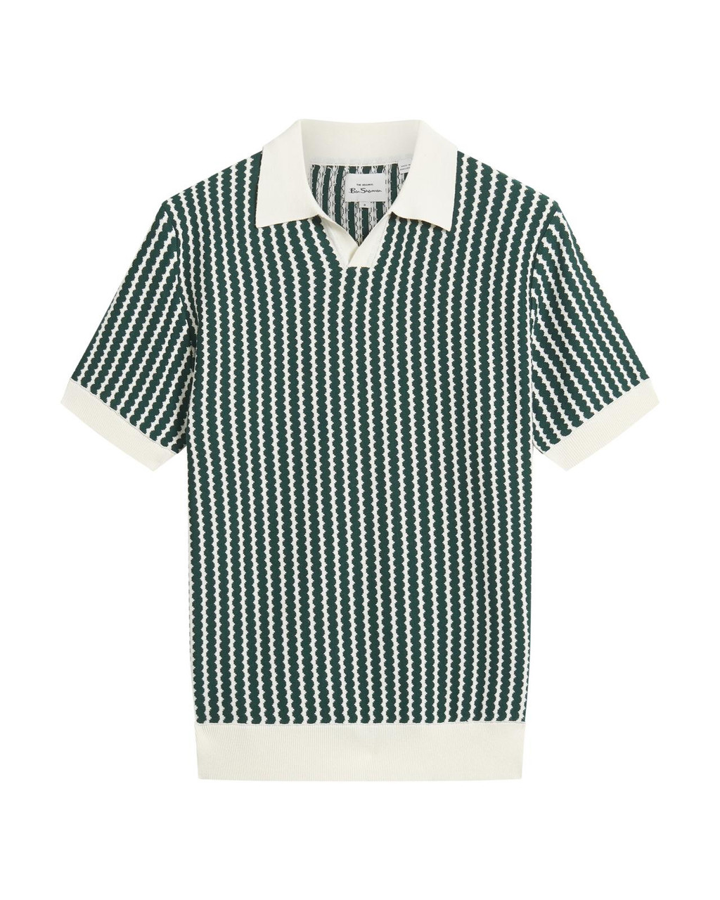 Vertical Wave Knitted Polo in Snow White