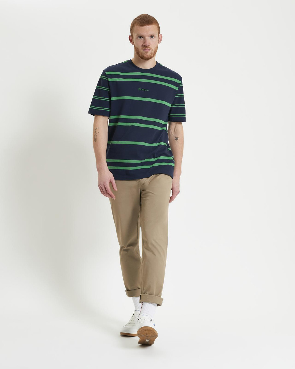 Mixed Stripe Tee in Dark Navy