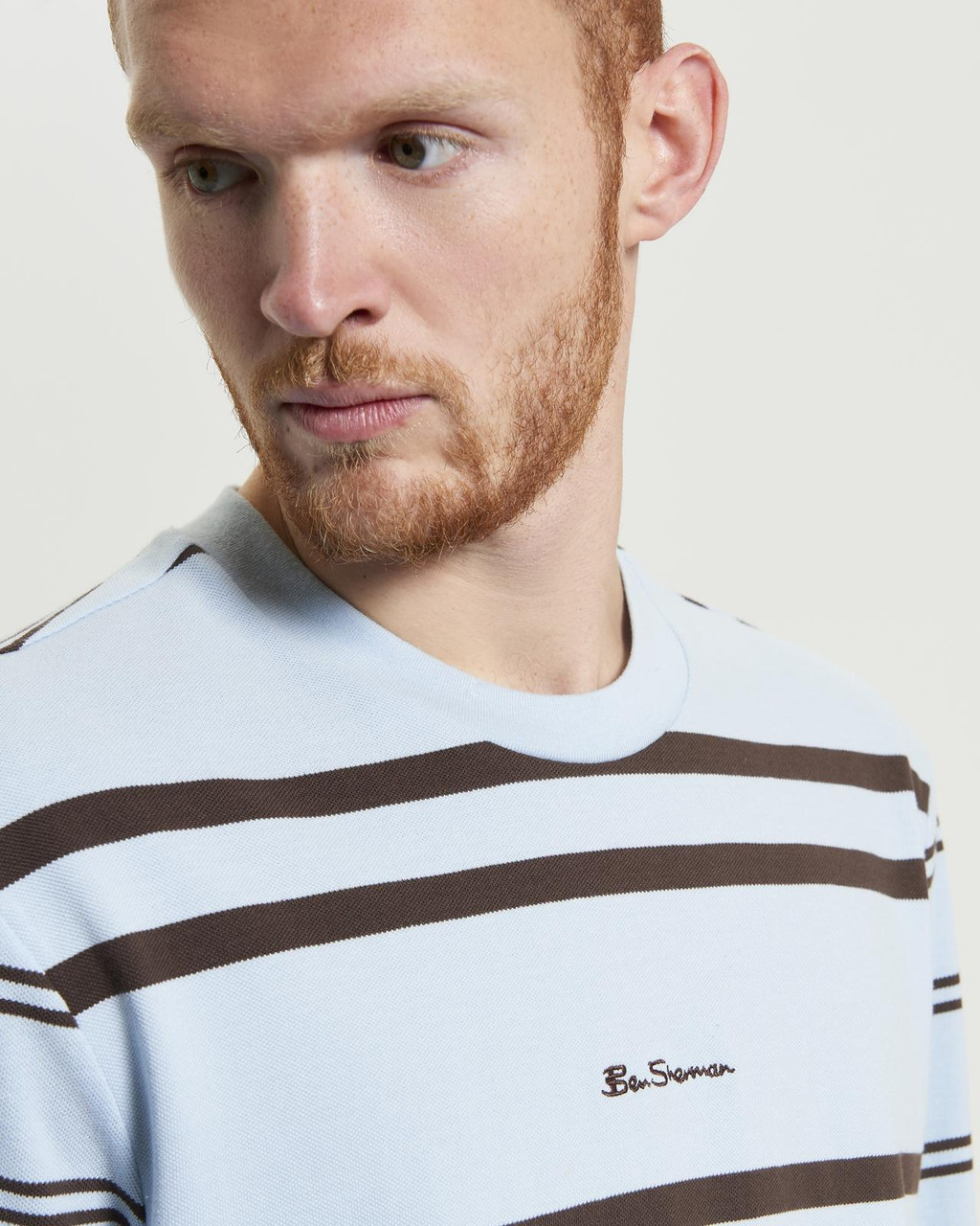 Mixed Stripe Tee in Ice Blue