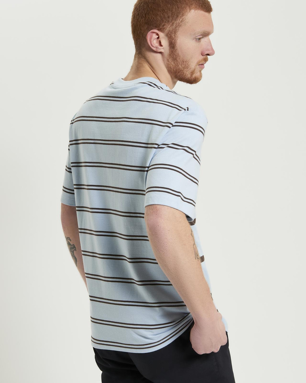 Mixed Stripe Tee in Ice Blue