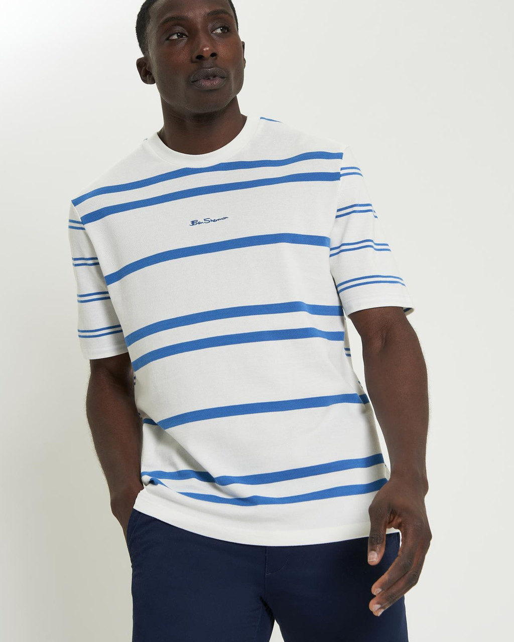 Mixed Stripe Tee in Snow White