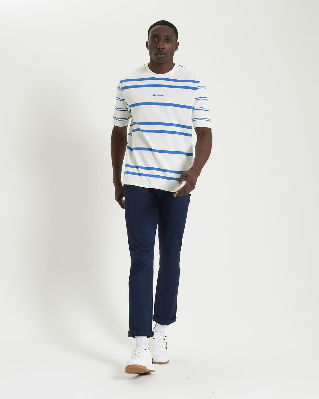 Mixed Stripe Tee in Snow White