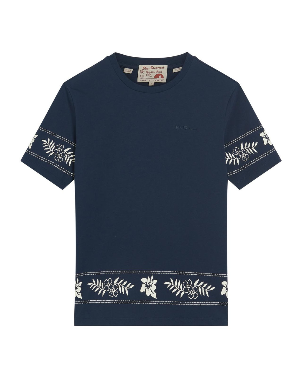 Border Print Tee in Dark Navy