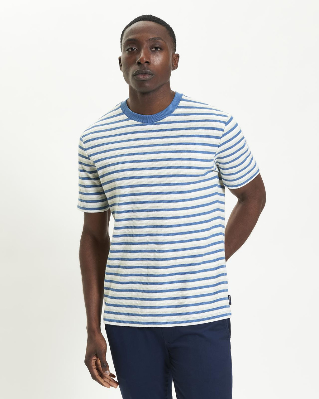 Honeycomb Stripe Tee in Airforce
