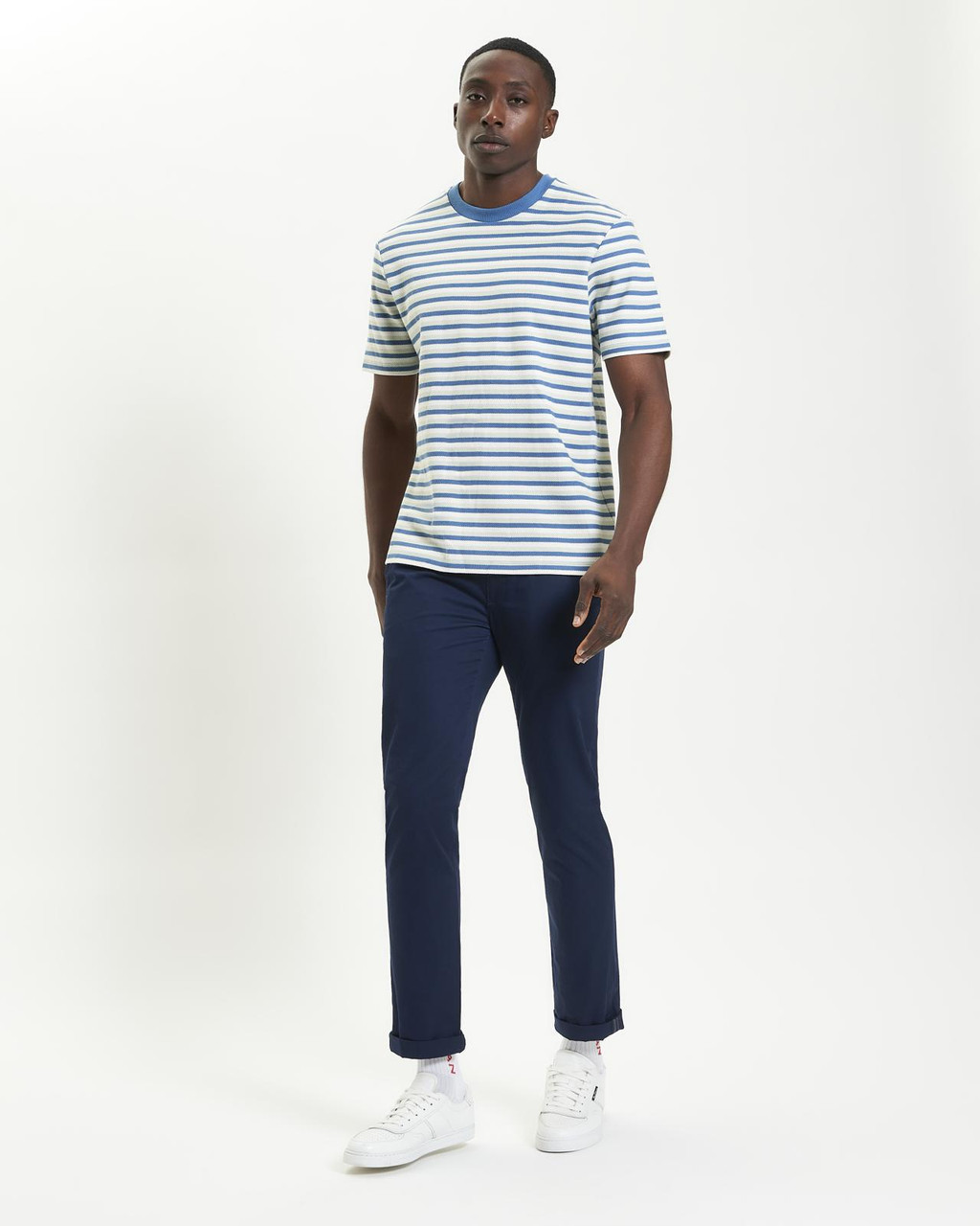 Honeycomb Stripe Tee in Airforce