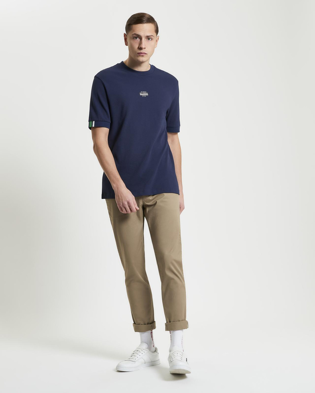 Tipped Pique Tee in Dark Navy