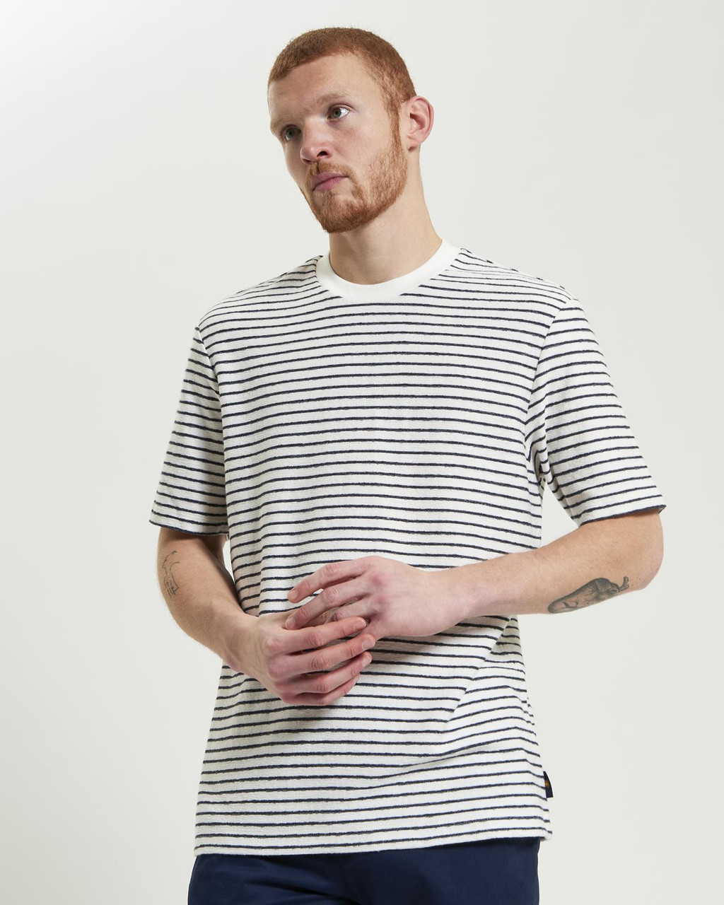 Textured Stripe Tee in Snow White