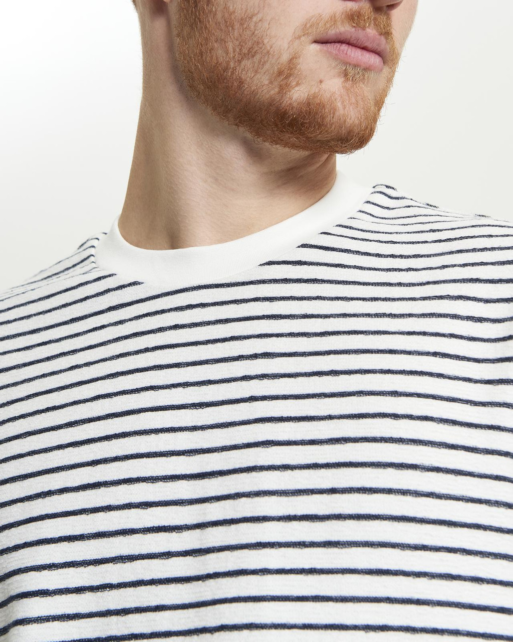Textured Stripe Tee in Snow White
