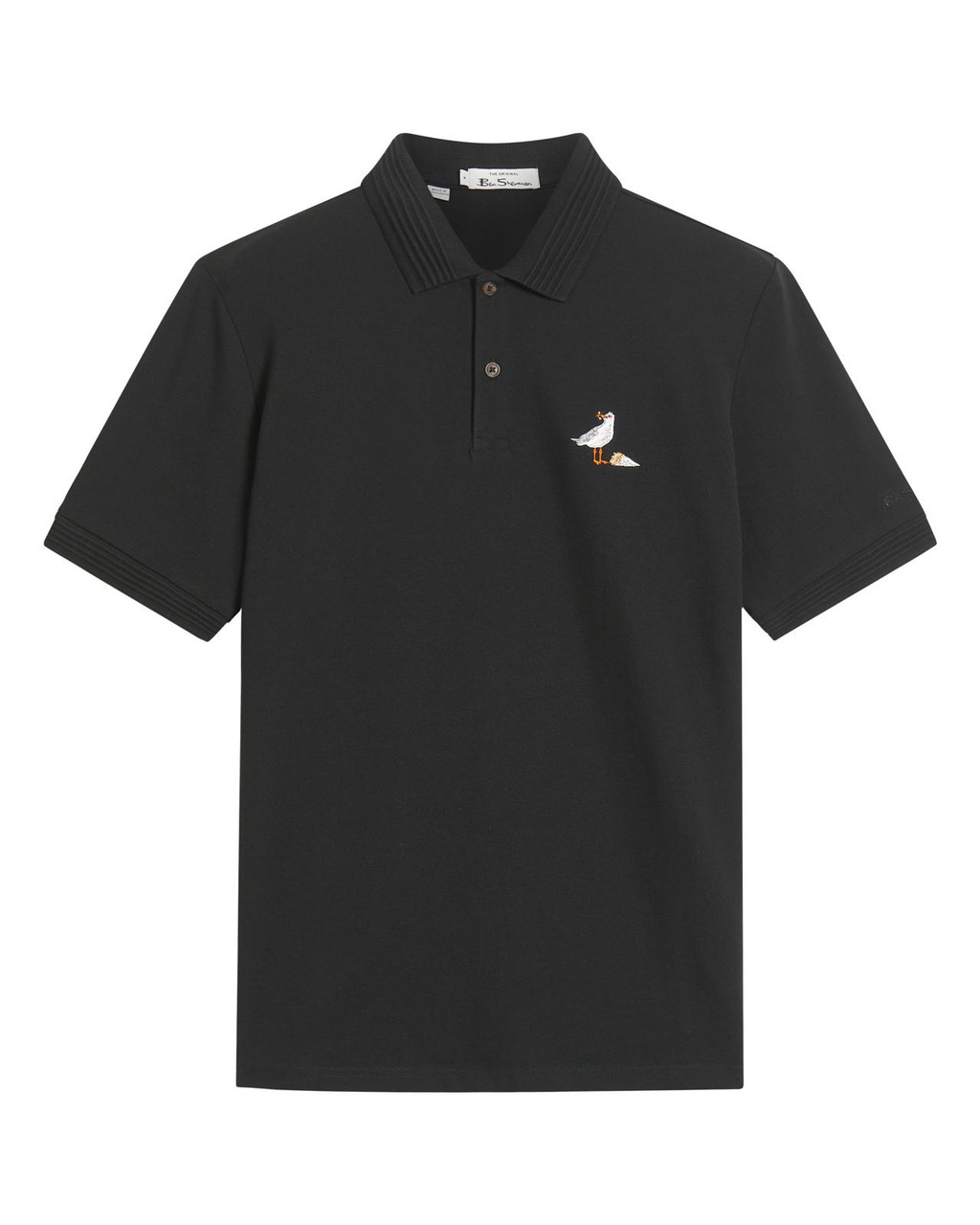 Gull Embroidery Polo in Black