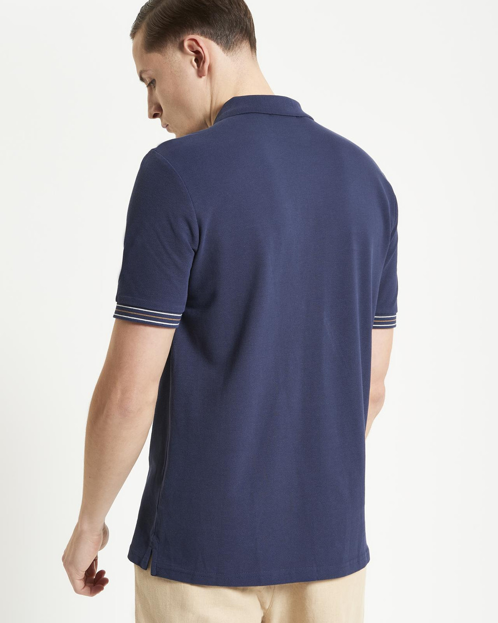 Placket Interest Pique Polo in Dark Navy