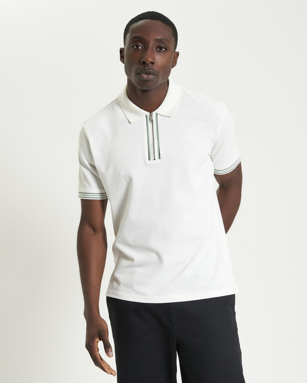 Placket Interest Pique Polo in Snow White