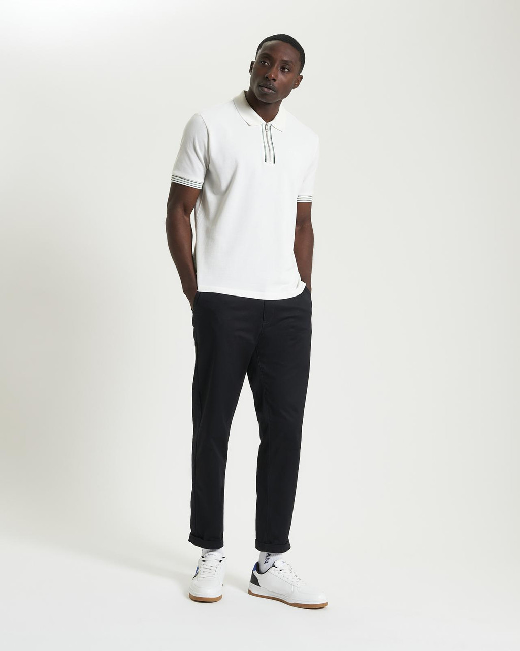 Placket Interest Pique Polo in Snow White