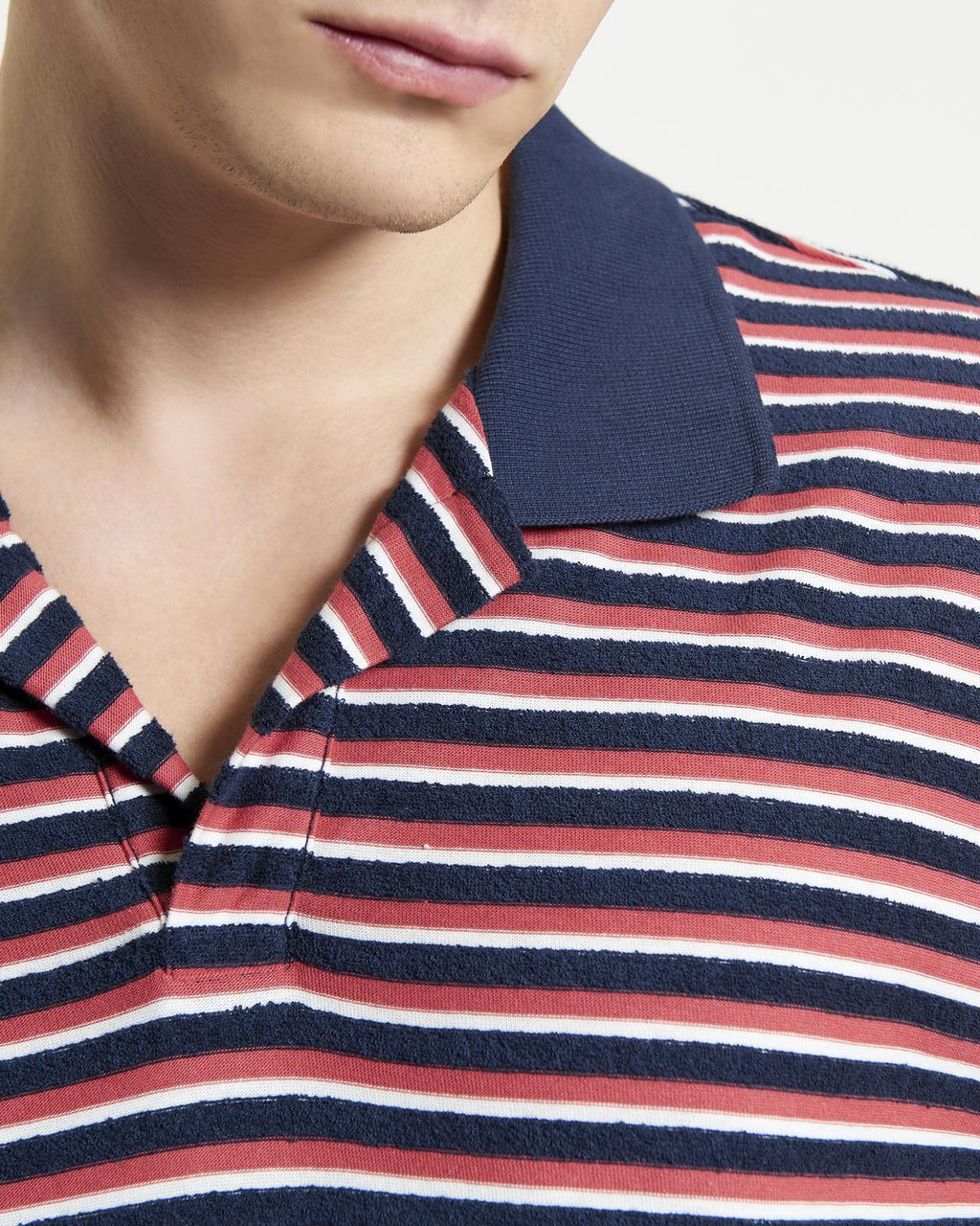 Loopback Stripe Polo in Dark Navy