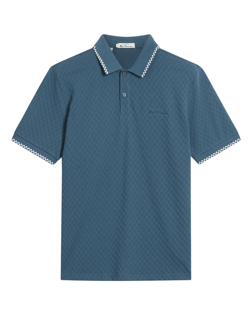 Chequerboard Texture Polo in Indigo
