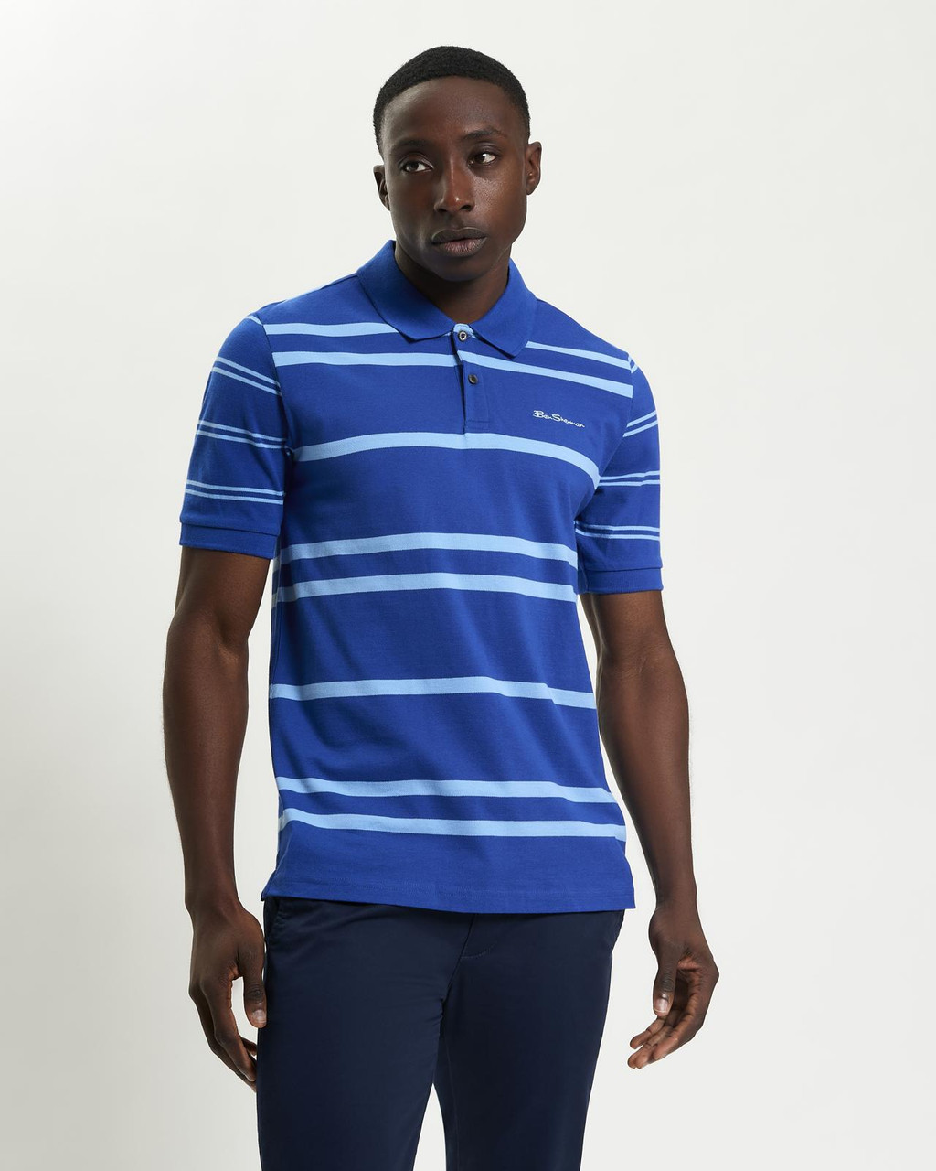 Mixed Stripe Polo in Royal Blue