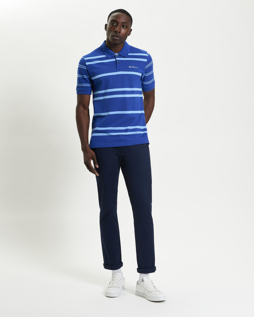 Mixed Stripe Polo in Royal Blue