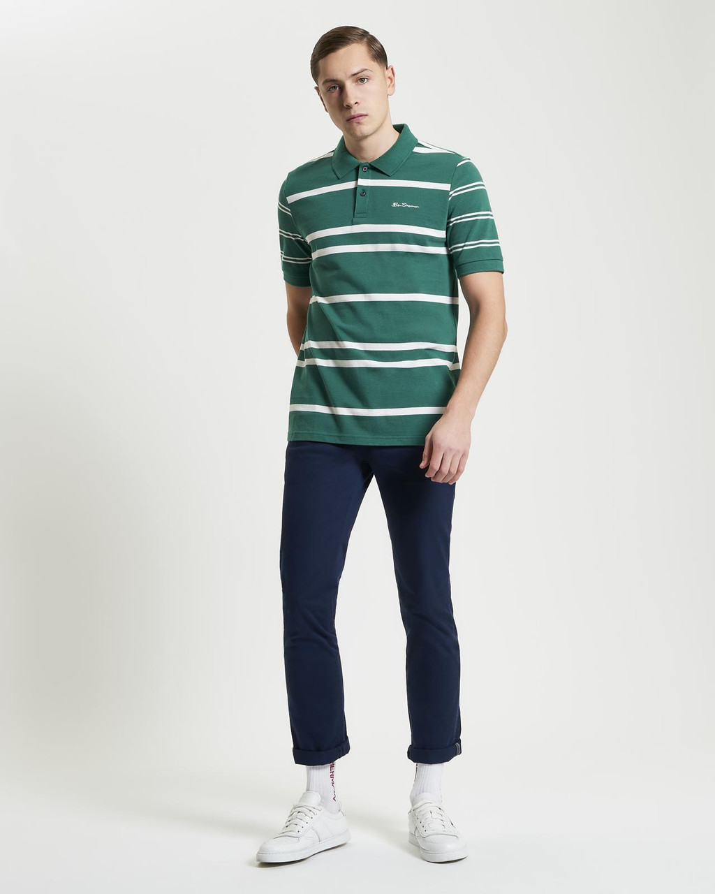 Mixed Stripe Polo in Fraser Green