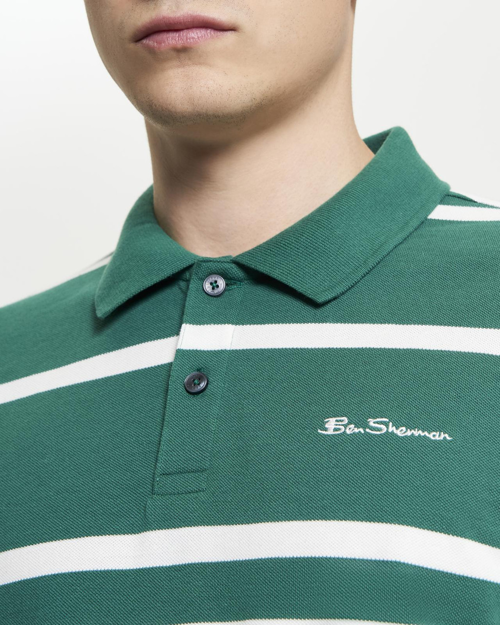Mixed Stripe Polo in Fraser Green