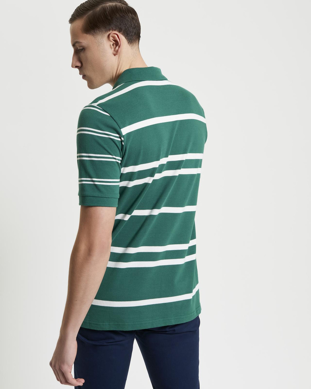 Mixed Stripe Polo in Fraser Green