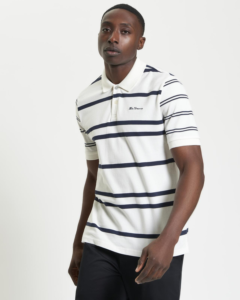 Mixed Stripe Polo in Snow White