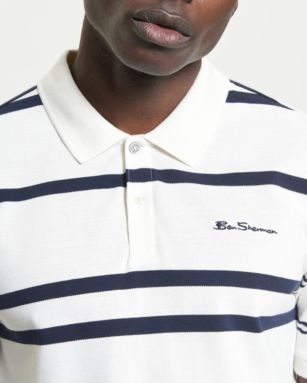 Mixed Stripe Polo in Snow White