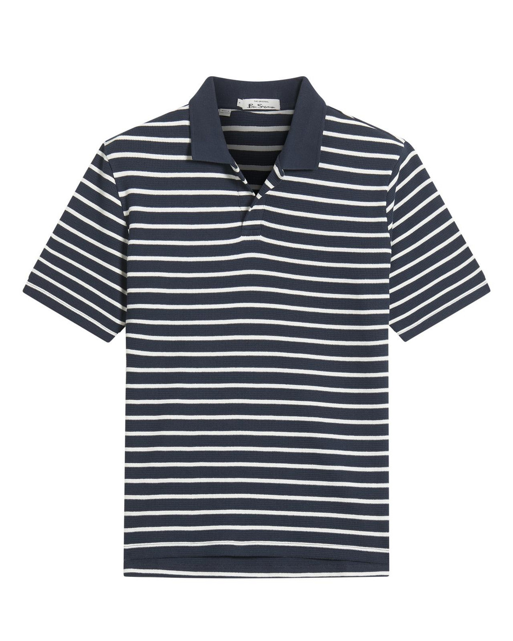 Waffle Stripe Polo in Dark Navy