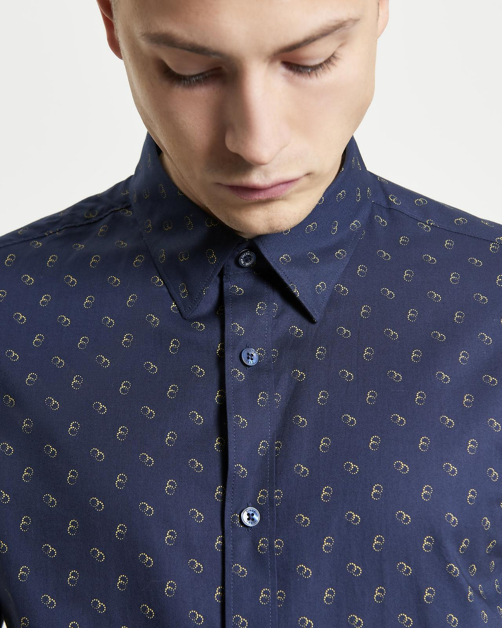 Stipple Print Shirt in Dark Navy
