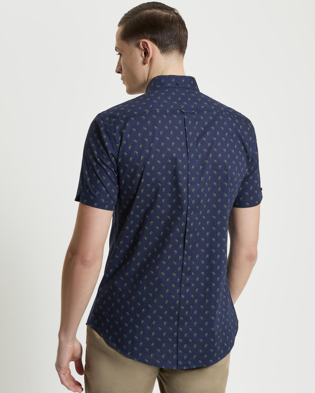 Stipple Print Shirt in Dark Navy