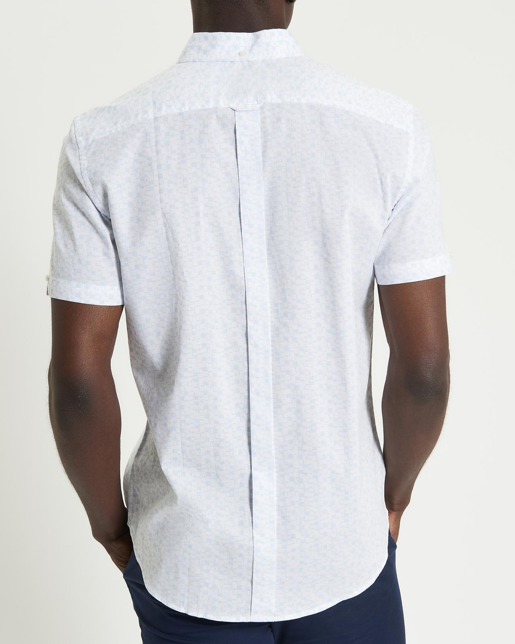 Short Sleeve Geo Tile Print Shirt in White