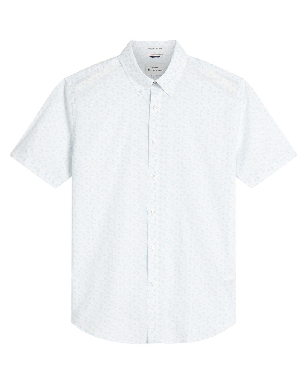 Short Sleeve Geo Tile Print Shirt in White