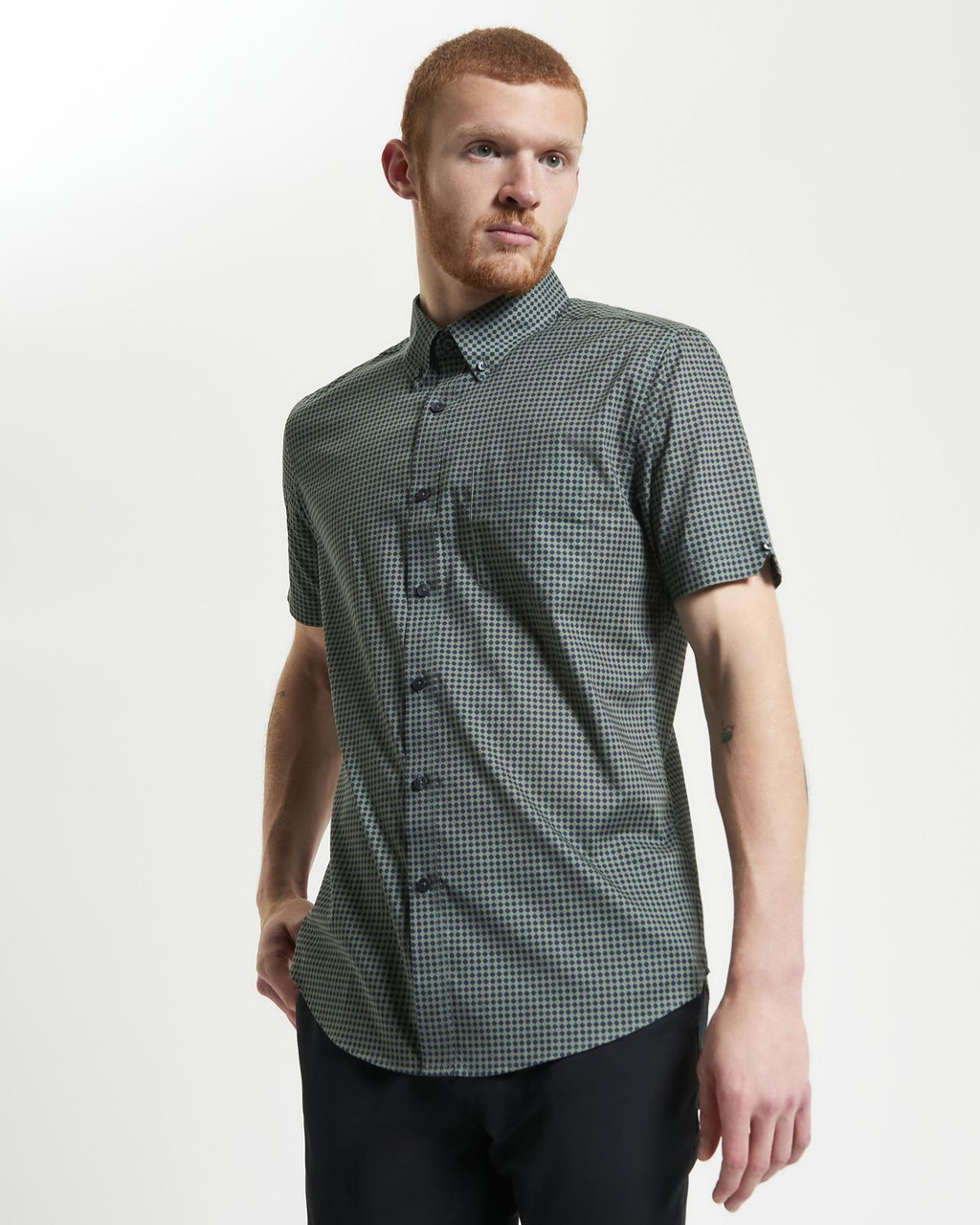 Geo Print Shirt in Pale Khaki