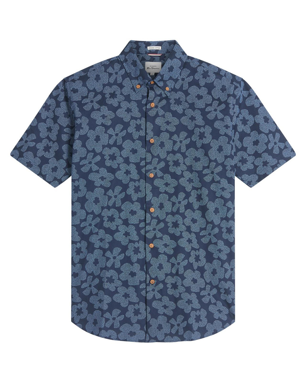 Short Sleeve Stipple Floral Shirt in Dark Navy