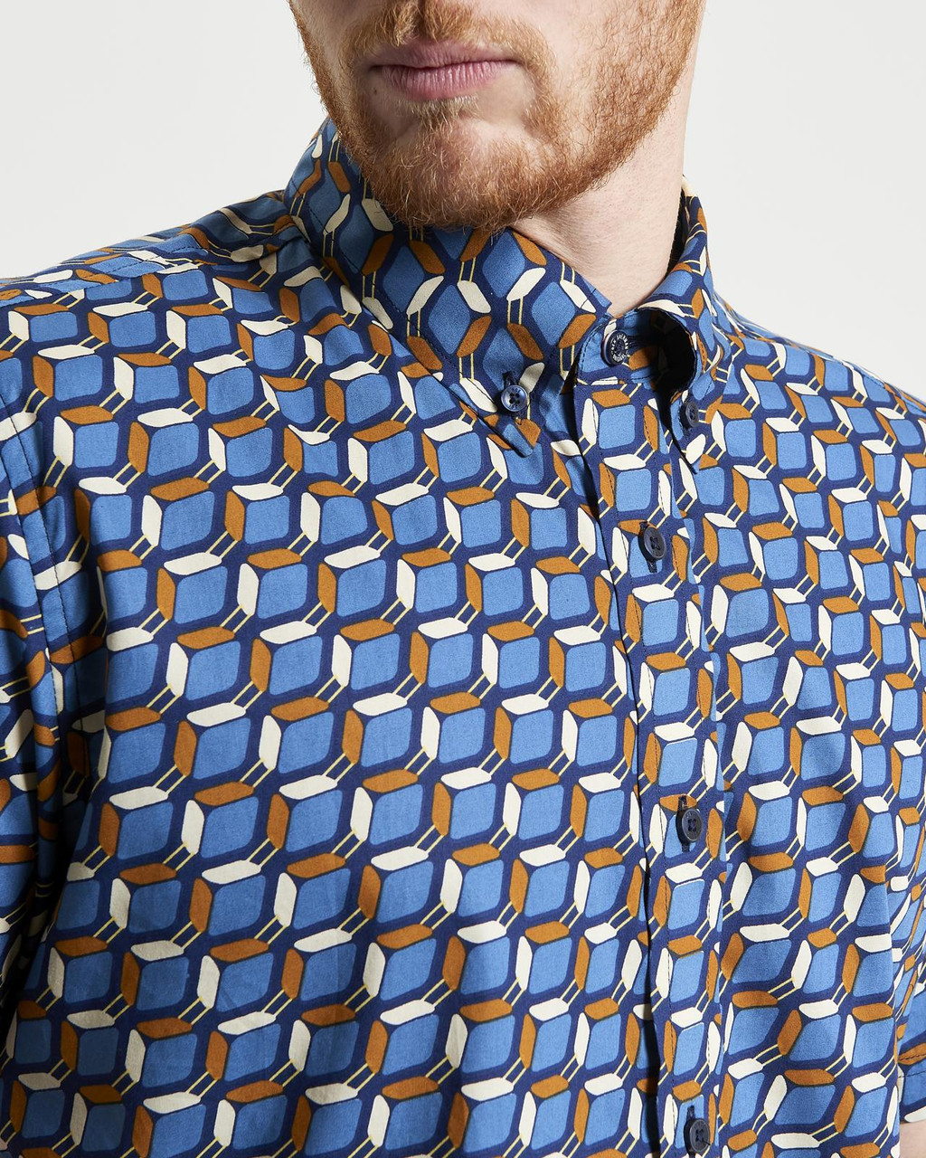 Retro Geo Print Shirt in Royal