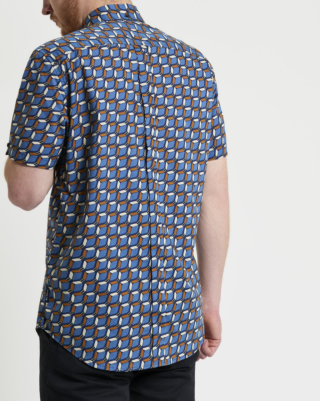 Retro Geo Print Shirt in Royal