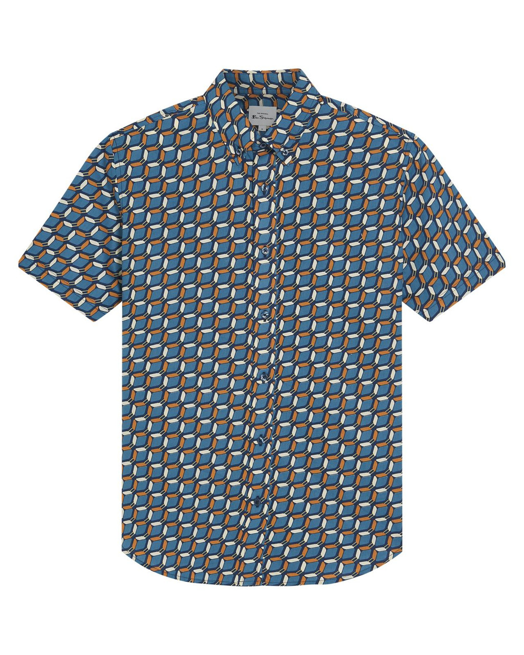 Retro Geo Print Shirt in Royal