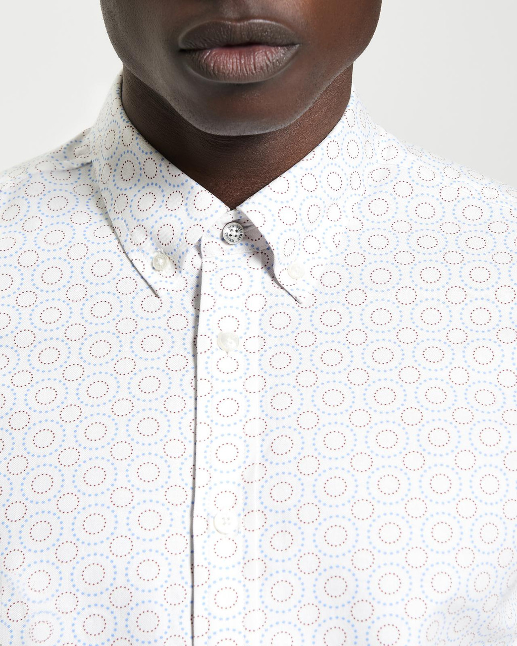Long Sleeve Stipple Spot Print Shirt in Snow White