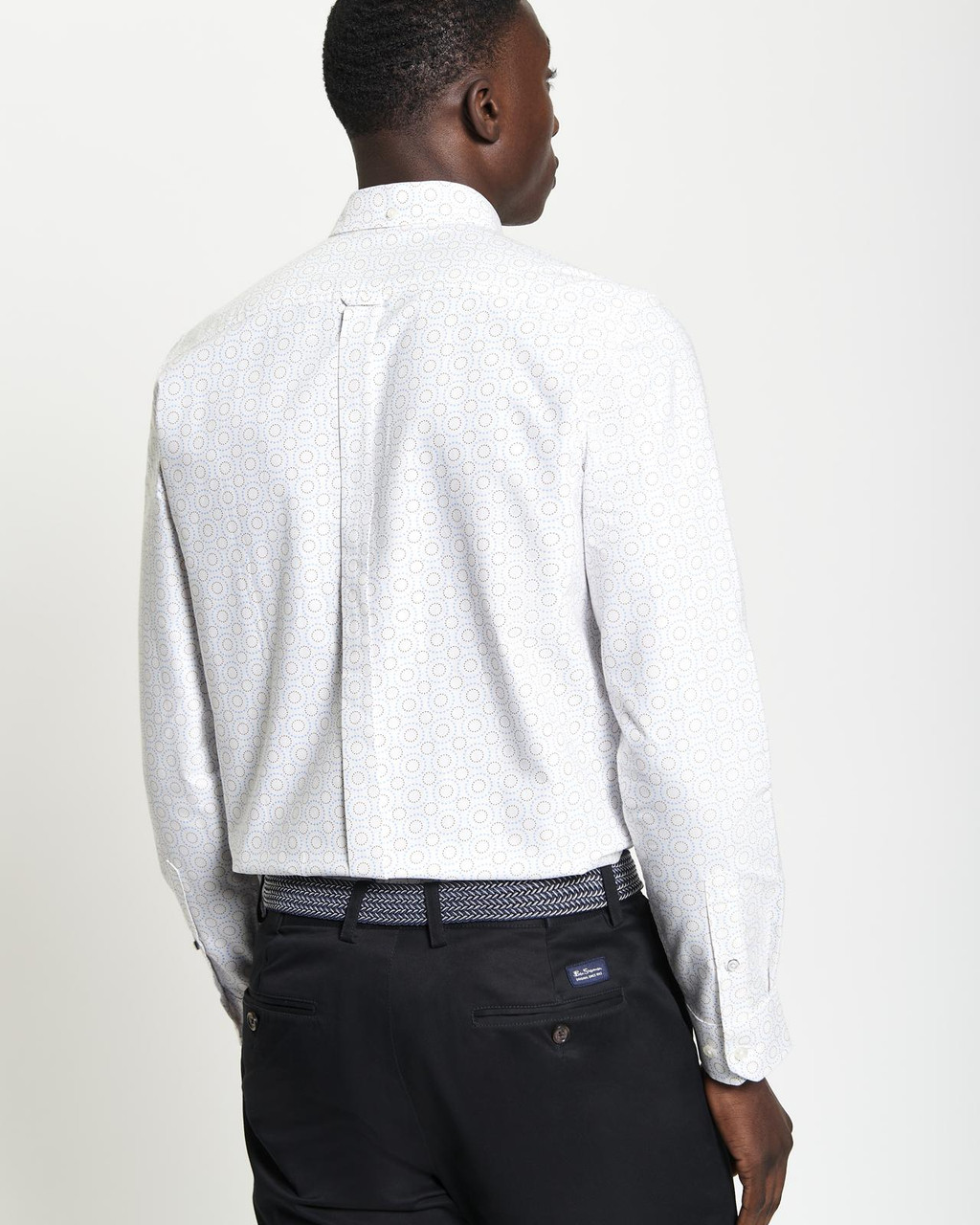 Long Sleeve Stipple Spot Print Shirt in Snow White