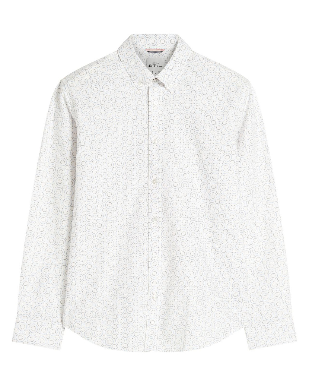 Long Sleeve Stipple Spot Print Shirt in Snow White