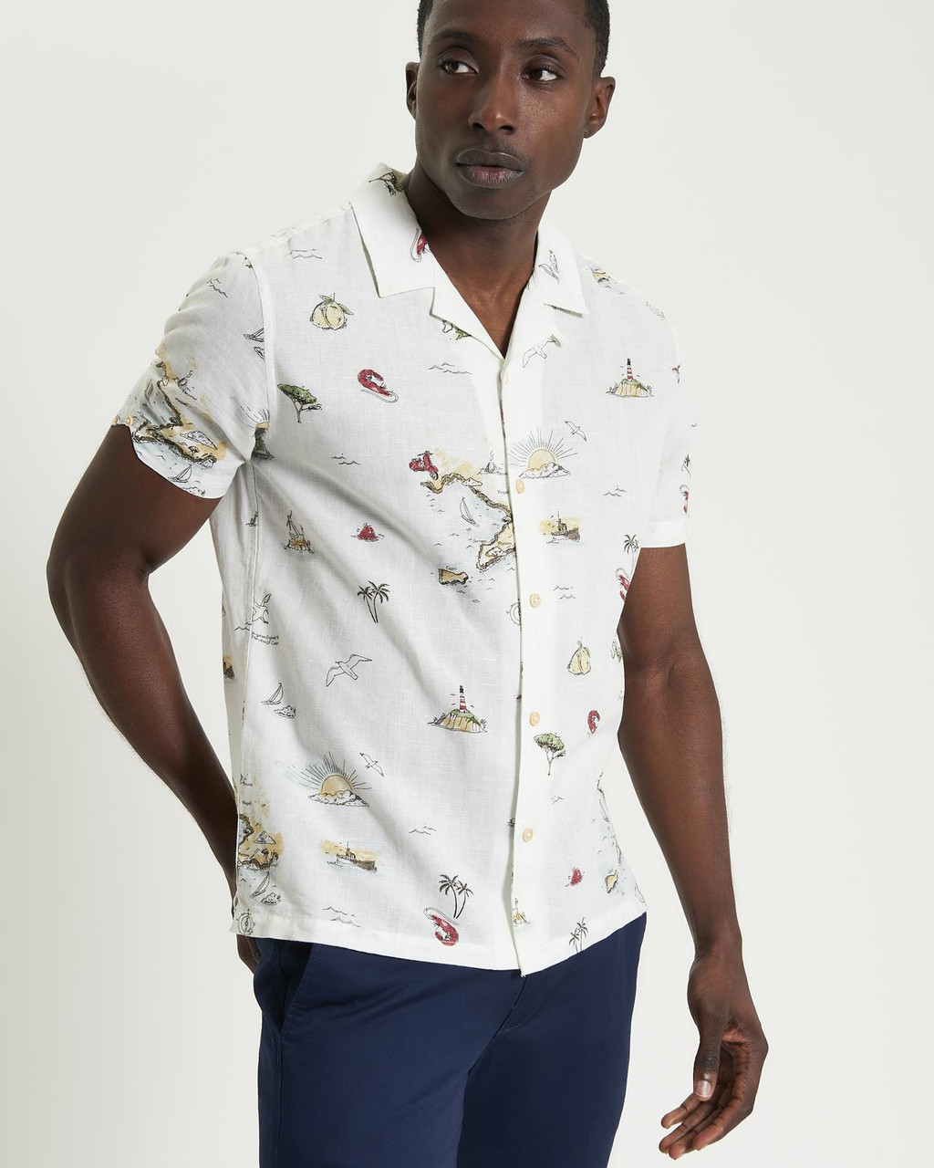 Brighton To Amalfi Print Shirt in Snow White