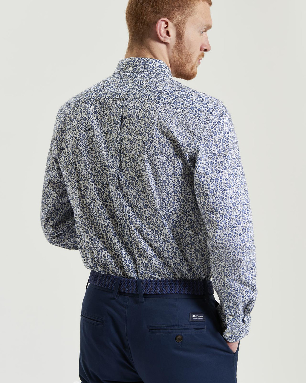 Mono Floral Print Organic Cotton Shirt in Ivory