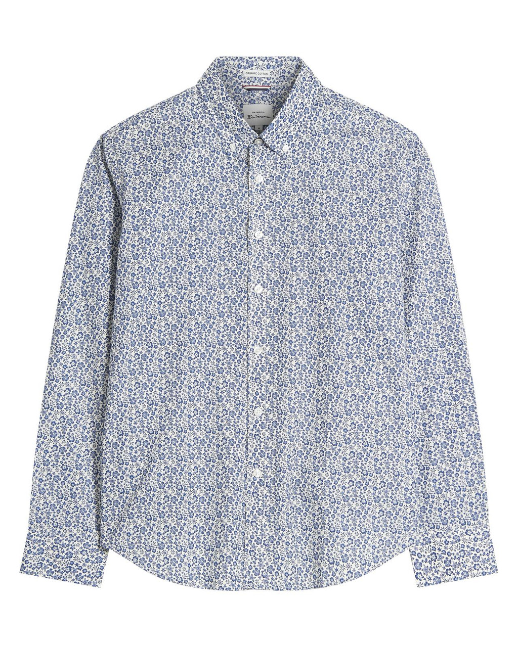 Mono Floral Print Organic Cotton Shirt in Ivory