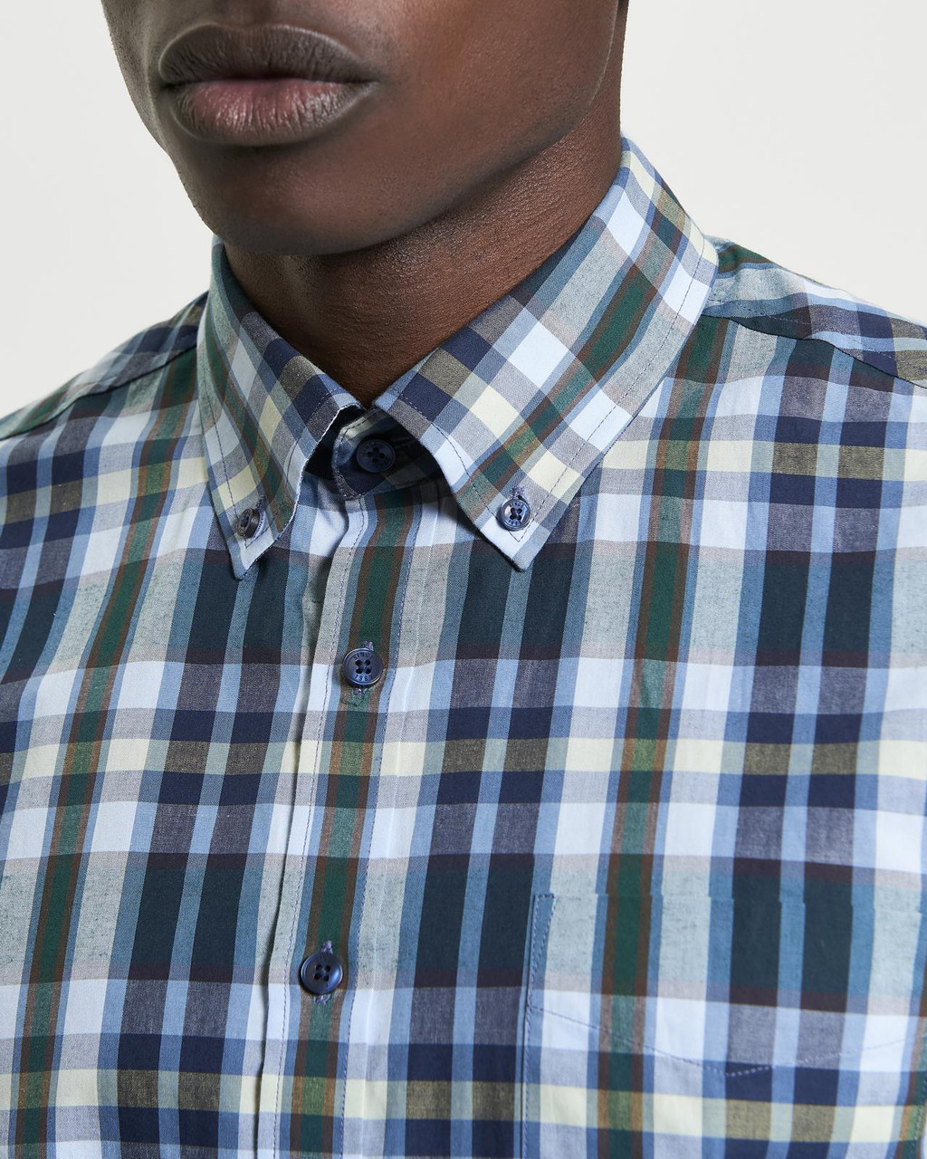 Irregular Check Shirt in Dark Green